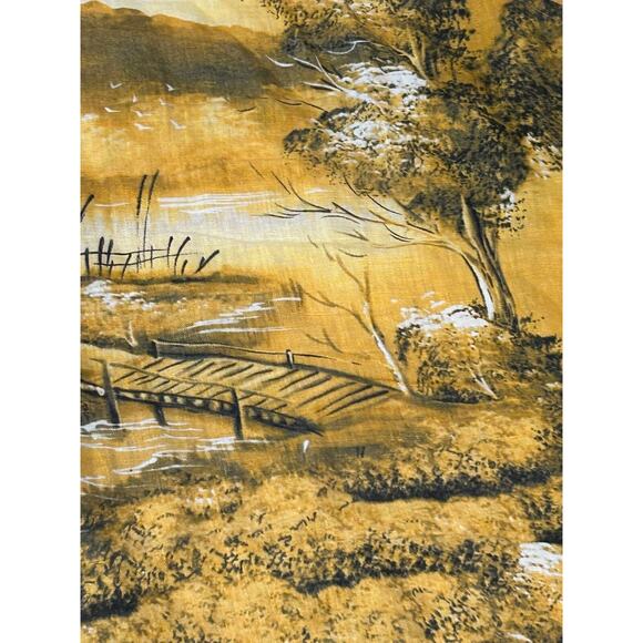 Lucky Brand Linen Button Up Shirt Mens L Yellow Island Vibe Short Sleeve Hut - Picture 6 of 11